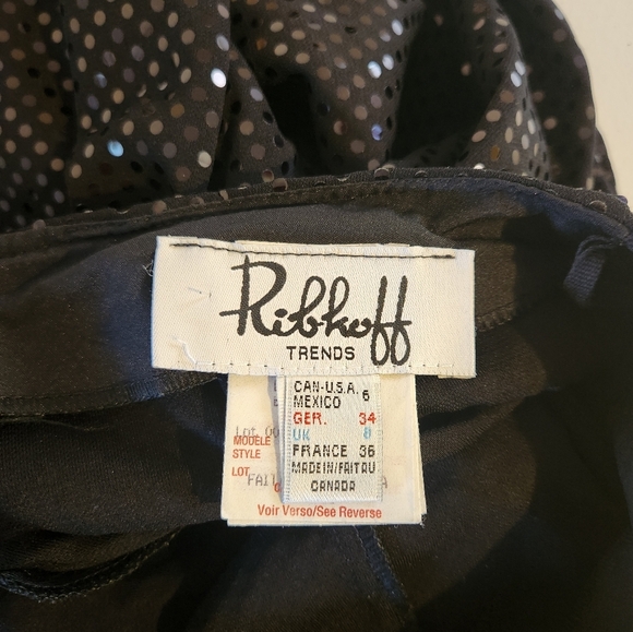 Vintage Joseph Ribkoff 1990s Black Glitter Wide Leg Flare High Rise Pants size 6 - Picture 9 of 11